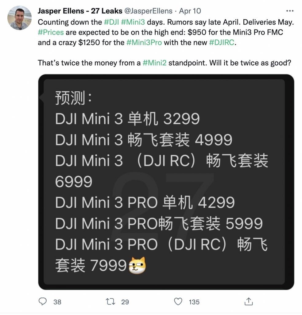 DJI раскрывает крутую структуру цен на Mini 3 DJI раскрывает крутую структуру цен на Mini 3