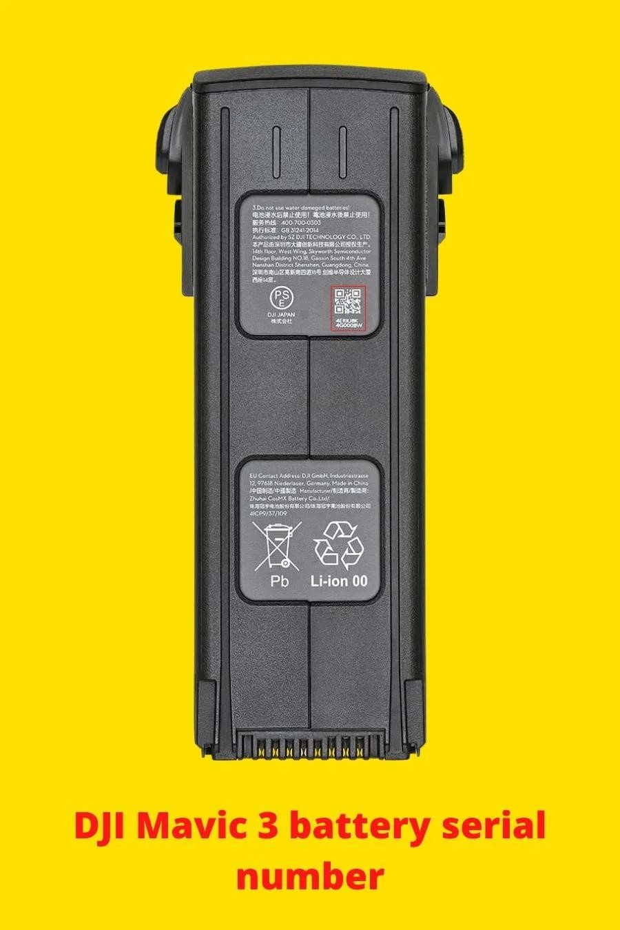 Расположение серийного номера DJI Mavic 3 Расположение серийного номера DJI Mavic 3