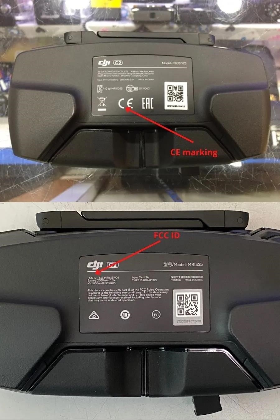 Как узнать, соответствует ли мой дрон DJI FCC или CE? Маркировка FCC и CE на дроне